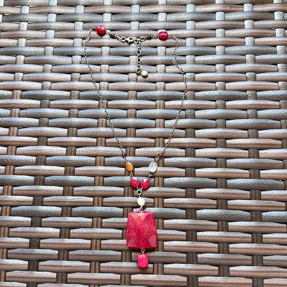 Silpada Sterling Silver Oxidized Ruby Jade & Gemstone Pendant Necklace N1061 - Picture 11 of 11